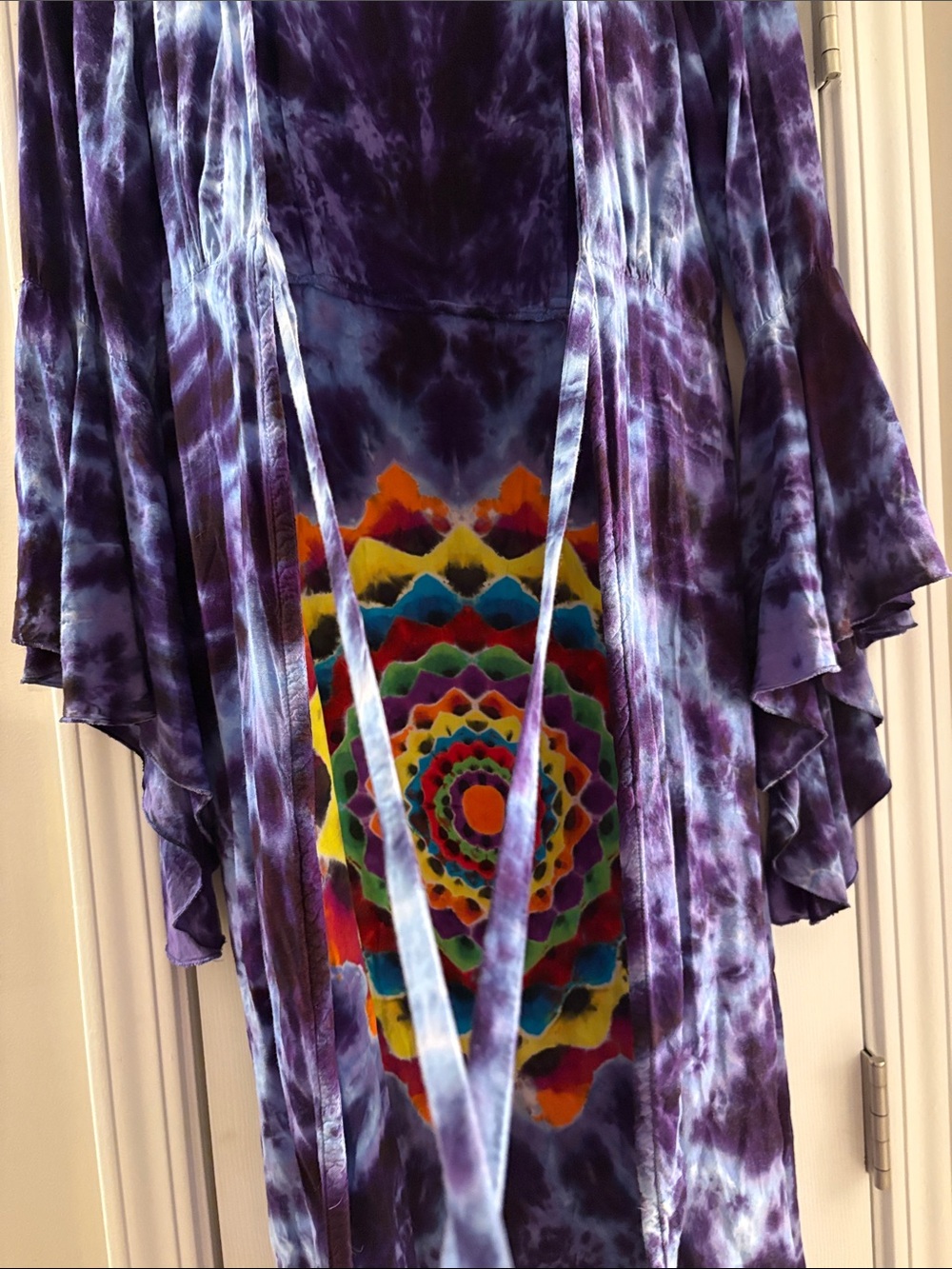 Purple Tie-Dye Kimono with Colorful Mandala - Picture 6 of 7